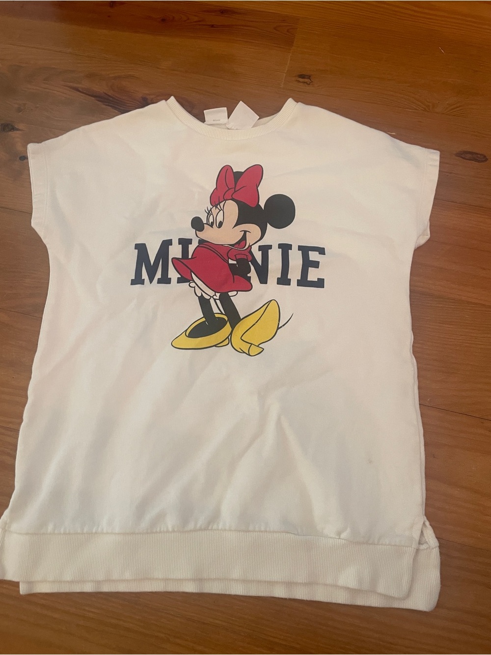 Zara White Kids Tee with Minnie Graphic and Pink Bow